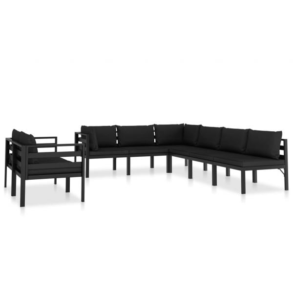 ARDEBO.de - 8-tlg. Garten-Lounge-Set mit Kissen Aluminium Anthrazit  