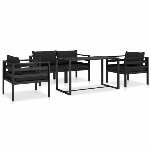 ARDEBO.de - 5-tlg. Garten-Sofagarnitur mit Kissen Aluminium Anthrazit
