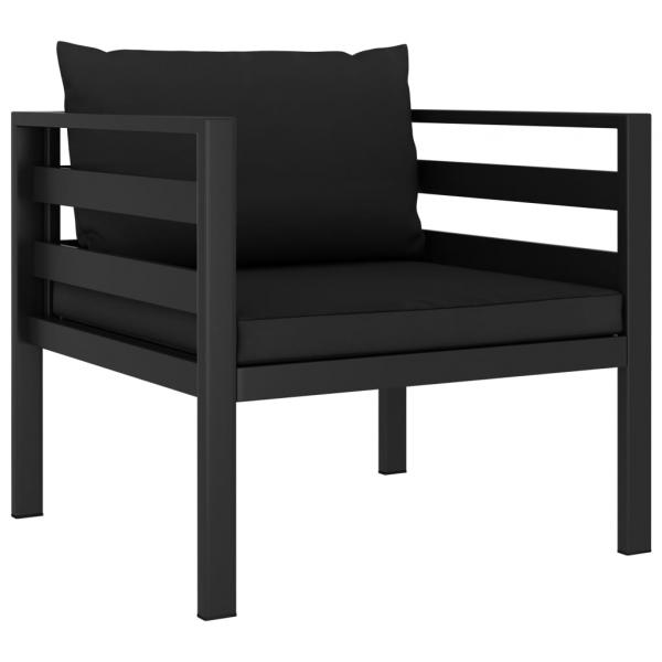 5-tlg. Garten-Sofagarnitur mit Kissen Aluminium Anthrazit