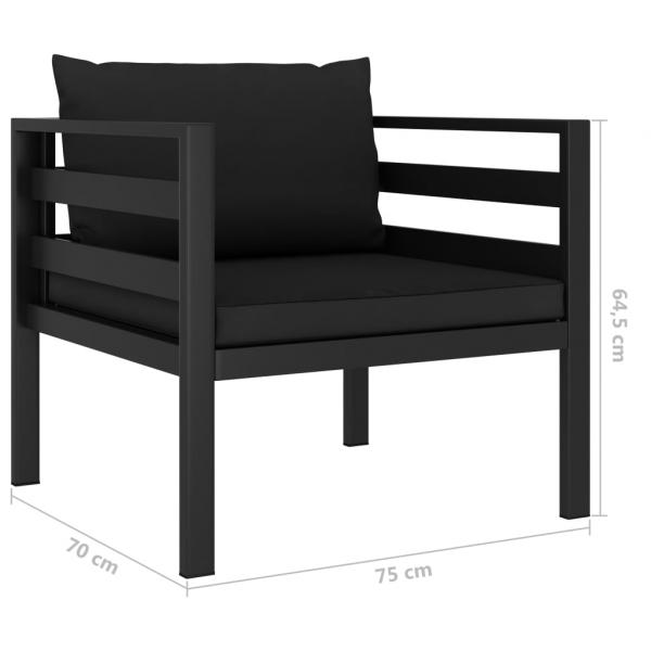 5-tlg. Garten-Sofagarnitur mit Kissen Aluminium Anthrazit