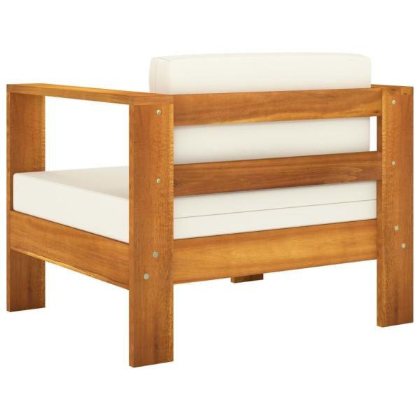 10-tlg. Garten-Lounge-Set mit Creme Auflagen Massivholz Akazie