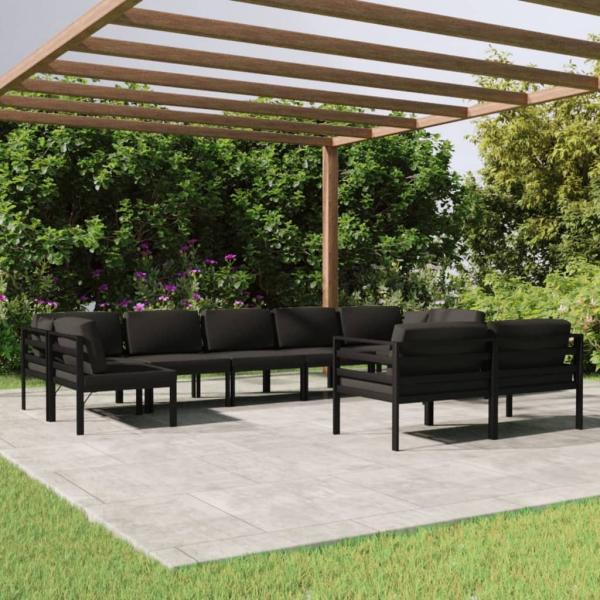 ARDEBO.de - 9-tlg. Garten-Lounge-Set mit Kissen Aluminium Anthrazit