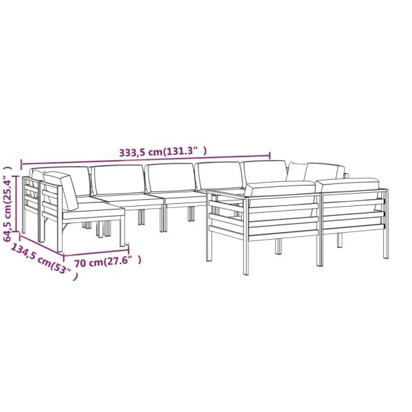 9-tlg. Garten-Lounge-Set mit Kissen Aluminium Anthrazit