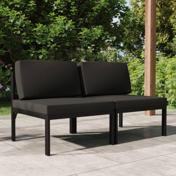 ARDEBO.de - Gartensofa 2-Sitzer mit Kissen Aluminium Anthrazit