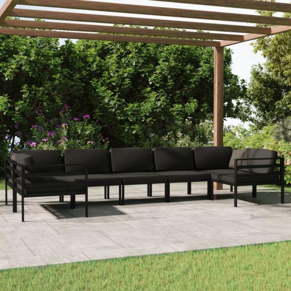 ARDEBO.de - 7-tlg. Garten-Lounge-Set mit Kissen Aluminium Anthrazit