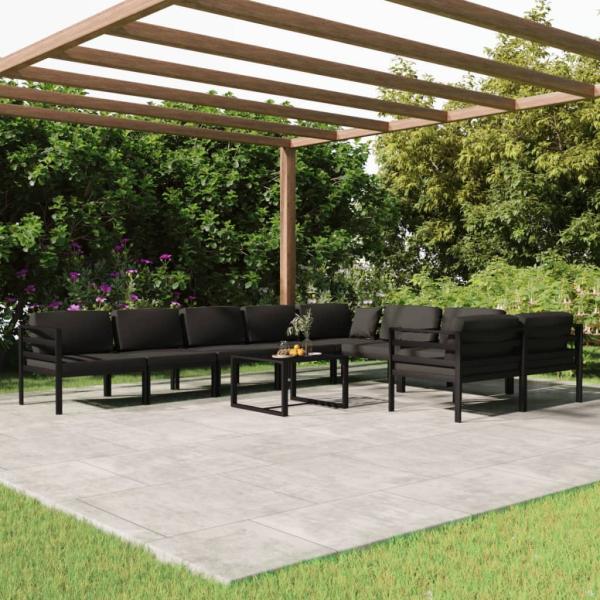 ARDEBO.de - 10-tlg. Garten-Lounge-Set mit Kissen Aluminium Anthrazit