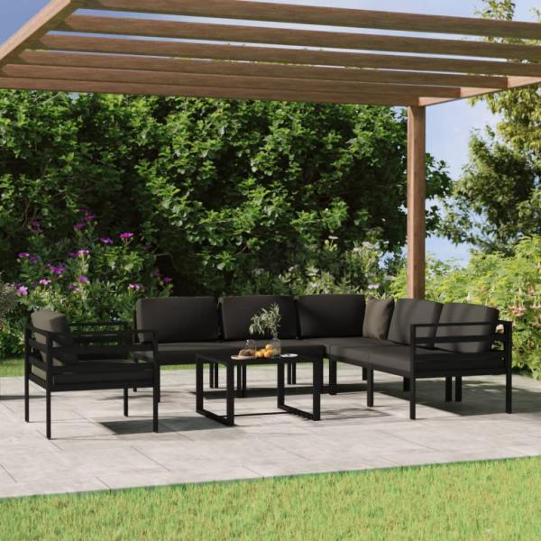 ARDEBO.de - 7-tlg. Garten-Lounge-Set mit Kissen Aluminium Anthrazit