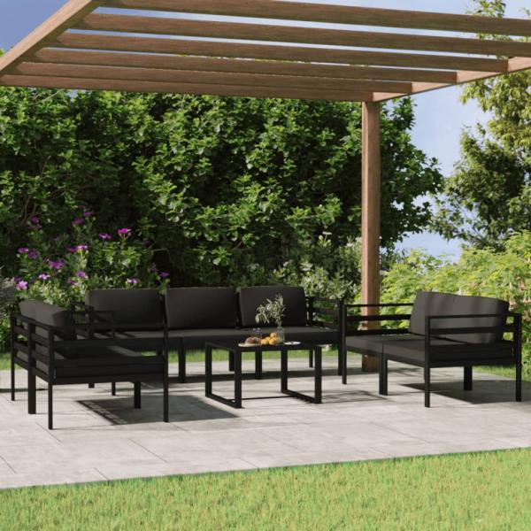 ARDEBO.de - 8-tlg. Garten-Lounge-Set mit Kissen Aluminium Anthrazit