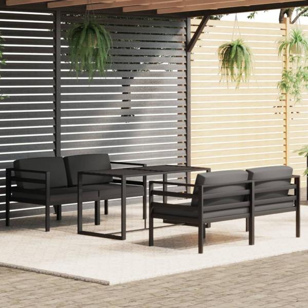 ARDEBO.de - 5-tlg. Garten-Lounge-Set mit Kissen Aluminium Anthrazit