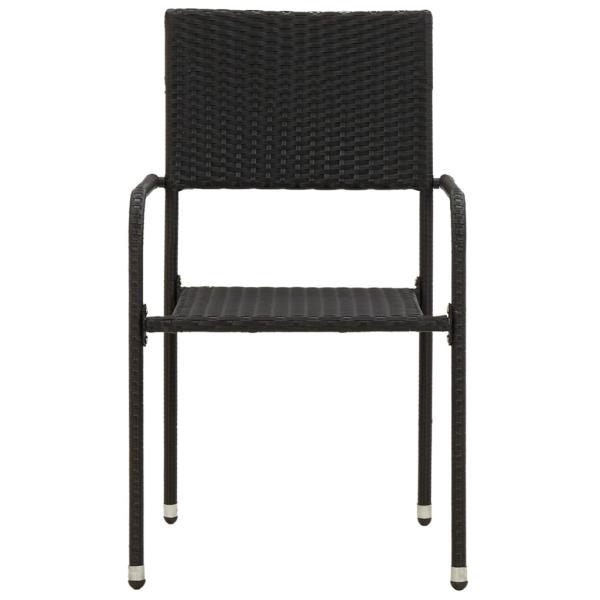 7-tlg. Garten-Essgruppe Poly Rattan Schwarz