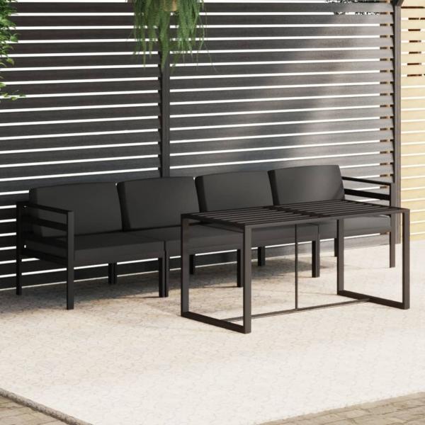 ARDEBO.de - 5-tlg. Garten-Lounge-Set mit Kissen Aluminium Anthrazit
