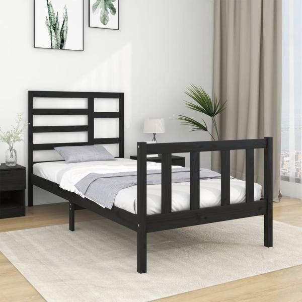 ARDEBO.de - Massivholzbett Schwarz 75x190 cm