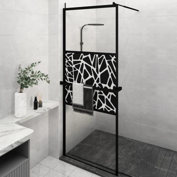 ARDEBO.de - Duschwand mit Ablage für Walk-In-Dusche Schwarz 80x195 cm ESG
