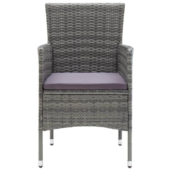 5-tlg. Garten-Essgruppe mit Kissen Poly Rattan Grau