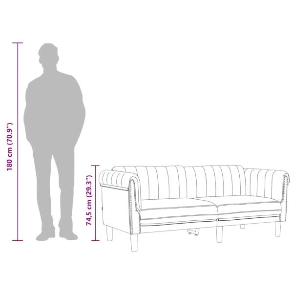 Sofa 3-Sitzer Hellgrau Samt