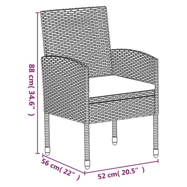 5-tlg. Garten-Essgruppe mit Kissen Anthrazit Poly Rattan