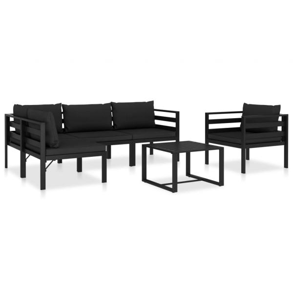 ARDEBO.de - 6-tlg. Garten-Lounge-Set mit Kissen Aluminium Anthrazit