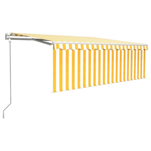Markise Automatisch mit Rollo LED Windsensor 4x3m Gelb Weiß 