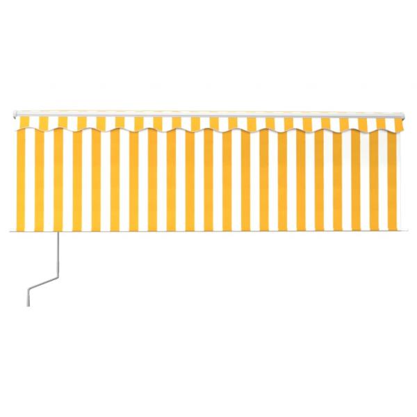Markise Automatisch mit Rollo LED Windsensor 4x3m Gelb Weiß 