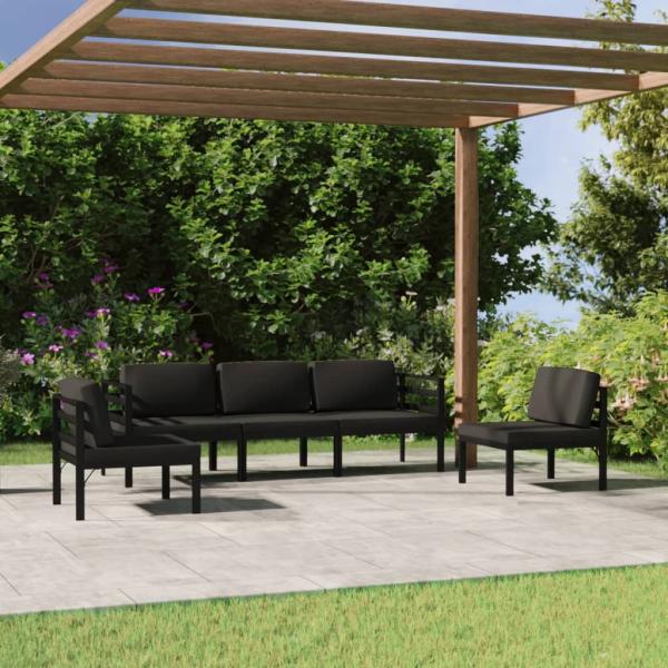 ARDEBO.de - 5-tlg. Garten-Lounge-Set mit Kissen Aluminium Anthrazit