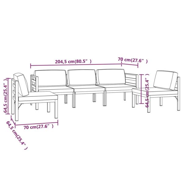 5-tlg. Garten-Lounge-Set mit Kissen Aluminium Anthrazit