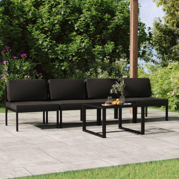 ARDEBO.de - 5-tlg. Garten-Lounge-Set mit Kissen Aluminium Anthrazit