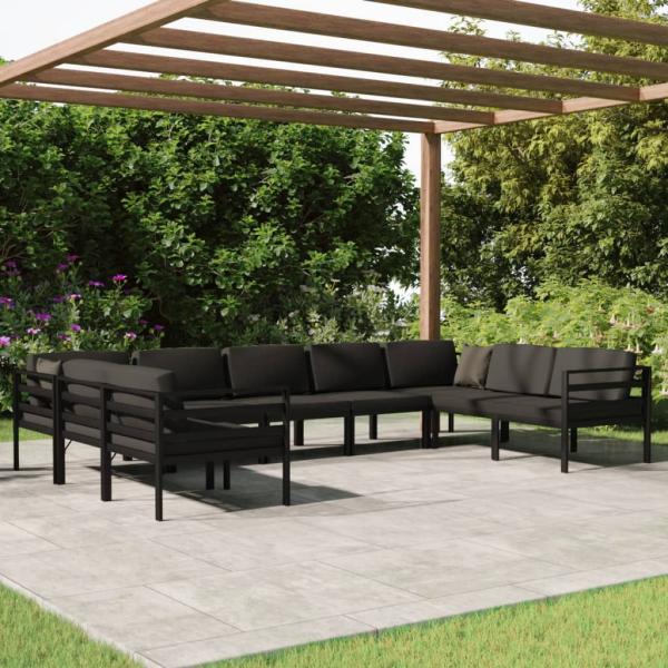 ARDEBO.de - 9-tlg. Garten-Lounge-Set mit Kissen Aluminium Anthrazit