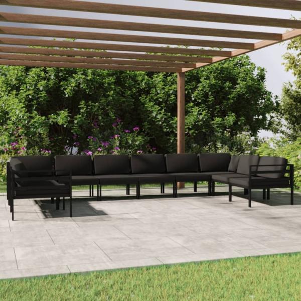 ARDEBO.de - 10-tlg. Garten-Lounge-Set mit Kissen Aluminium Anthrazit