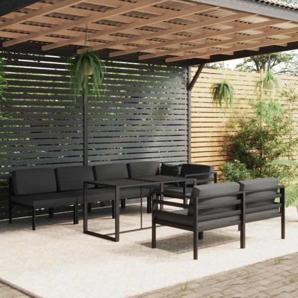 ARDEBO.de - 8-tlg. Garten-Lounge-Set mit Kissen Aluminium Anthrazit