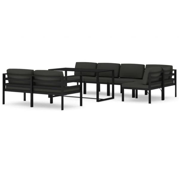 8-tlg. Garten-Lounge-Set mit Kissen Aluminium Anthrazit