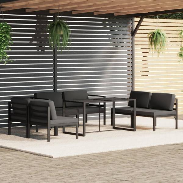 ARDEBO.de - 7-tlg. Garten-Lounge-Set mit Kissen Aluminium Anthrazit