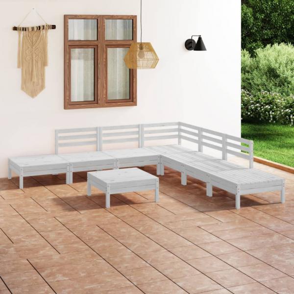 ARDEBO.de - 8-tlg. Garten-Lounge-Set Massivholz Kiefer Weiß
