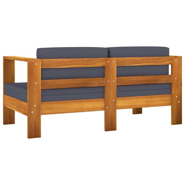 5-tlg. Garten-Lounge-Set mit Dunkelgrauen Auflagen Akazienholz