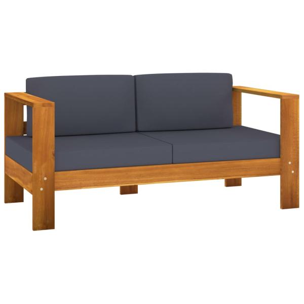 5-tlg. Garten-Lounge-Set mit Dunkelgrauen Auflagen Akazienholz
