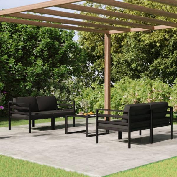 ARDEBO.de - 5-tlg. Garten-Lounge-Set mit Kissen Aluminium Anthrazit