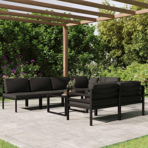 ARDEBO.de - 8-tlg. Garten-Lounge-Set mit Kissen Aluminium Anthrazit