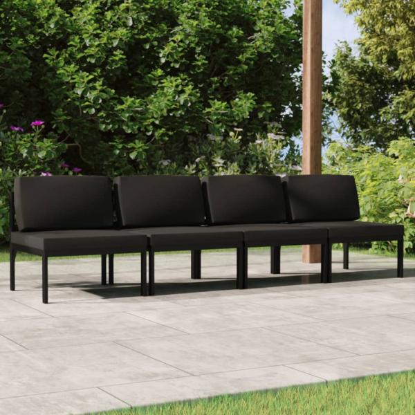 ARDEBO.de - Gartensofa 4-Sitzer mit Kissen Aluminium Anthrazit