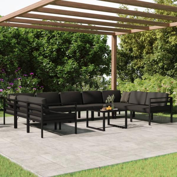 ARDEBO.de - 10-tlg. Garten-Lounge-Set mit Kissen Aluminium Anthrazit