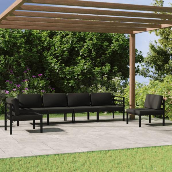 ARDEBO.de - 6-tlg. Garten-Lounge-Set mit Kissen Aluminium Anthrazit