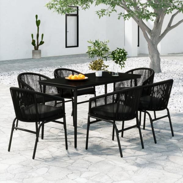 ARDEBO.de - 7-tlg. Garten-Essgruppe Schwarz