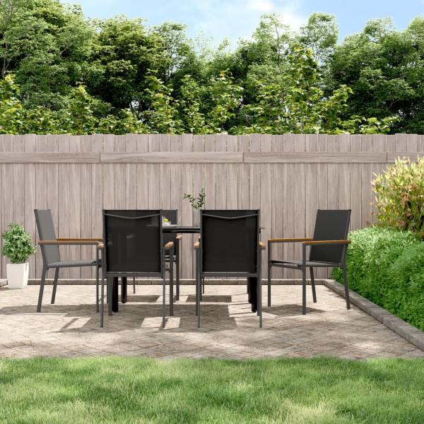 ARDEBO.de - Gartenstühle 6 Stk. Schwarz 55x61,5x90 cm Textilene und Stahl