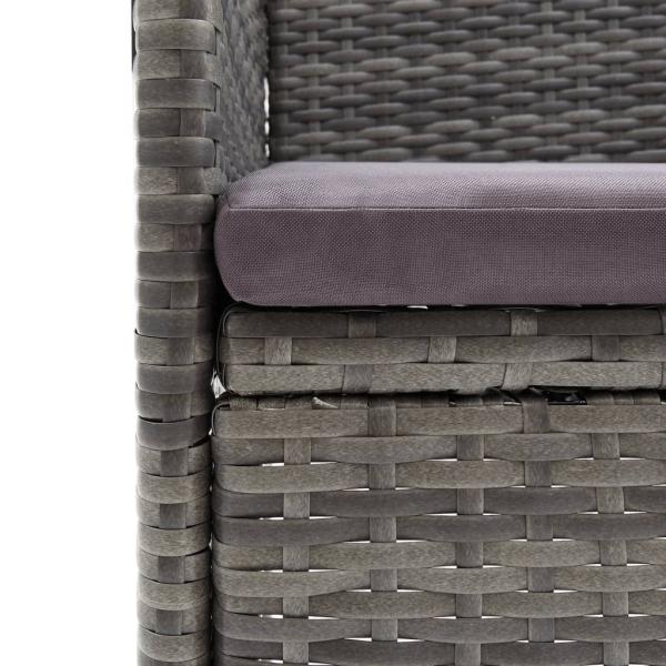 7-tlg. Garten-Essgruppe mit Kissen Poly Rattan Grau