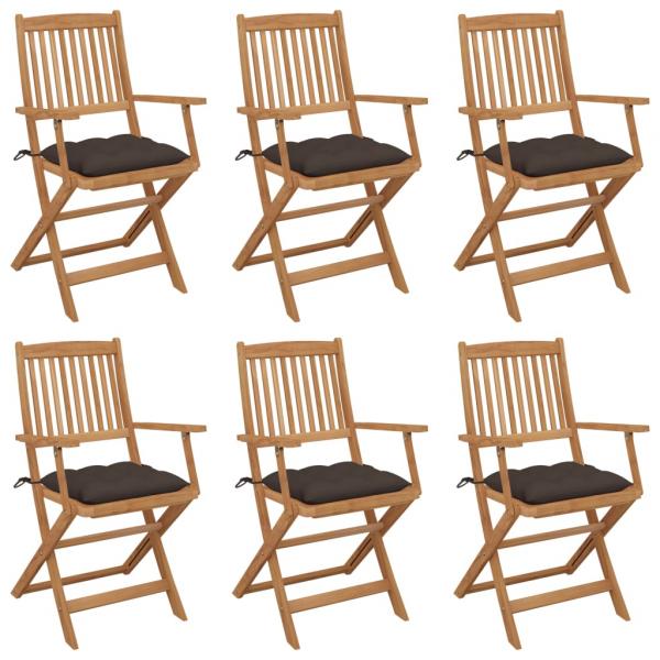 ARDEBO.de - Klappbare Gartenstühle 6 Stk. mit Kissen Massivholz Akazie