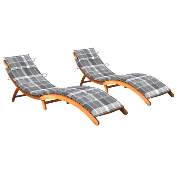 ARDEBO.de - Sonnenliegen 2 Stk. mit Auflagen Massivholz Akazie