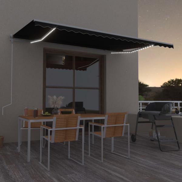 ARDEBO.de - Automatische Markise mit LED Windsensor 500x300 cm Anthrazit
