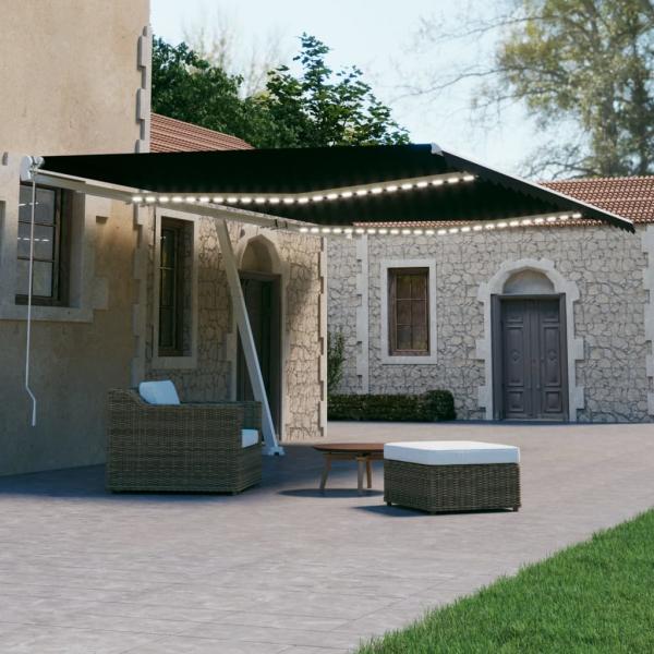 ARDEBO.de - Automatische Markise mit LED & Windsensor 600x300 cm Anthrazit