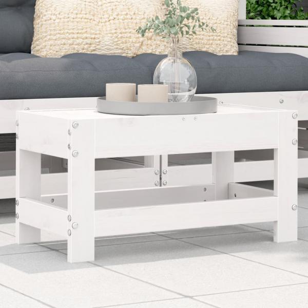 ARDEBO.de - Gartenhocker Weiß 62x30x32 cm Massivholz Kiefer