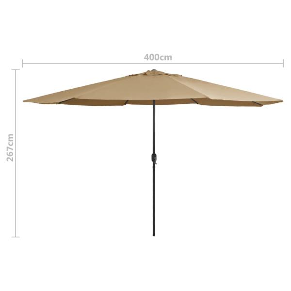 Sonnenschirm mit Metall-Mast 390 cm Taupe