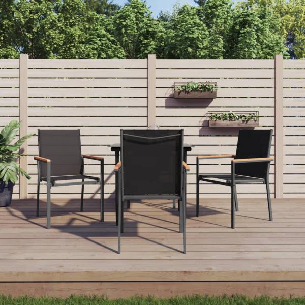 ARDEBO.de - 5-tlg. Garten-Essgruppe Schwarz Textilene und Stahl