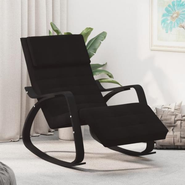 ARDEBO.de - Schaukelstuhl Schwarz Stoff